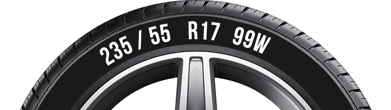 example of tyre with measurements